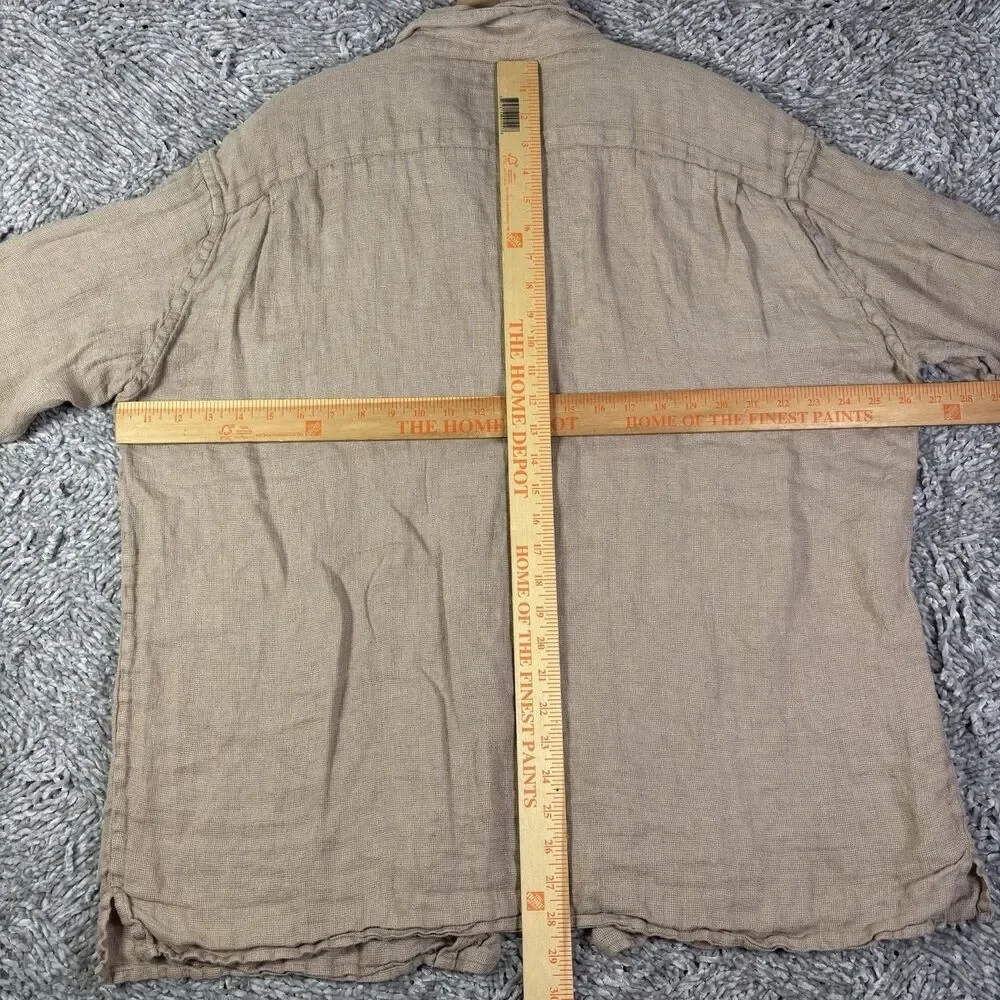 Banana Republic Irish Linen Shirt Mens XL Short Sleeve Beige Breathable Summer